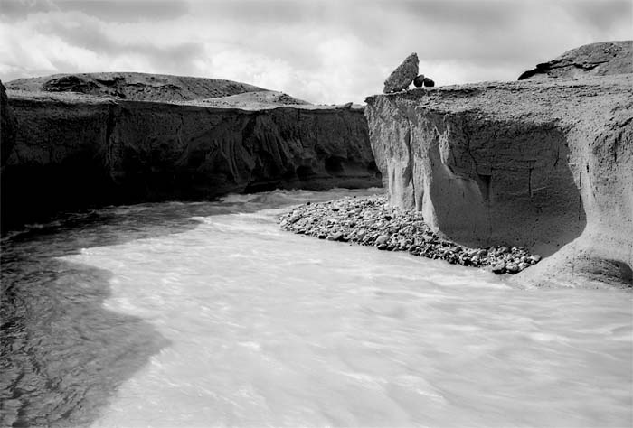 Knife Creek and a rock formation, 2002.  (© Gary Freeburg)